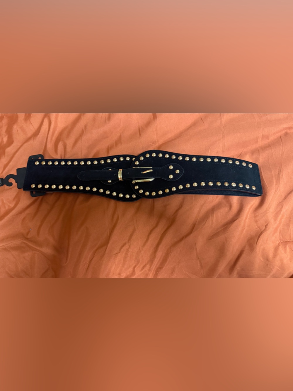 Black Studded Waist Belt with Gold Hardware NWT